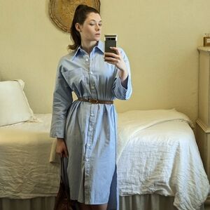 Zara Blue Button Down Shirt Dress